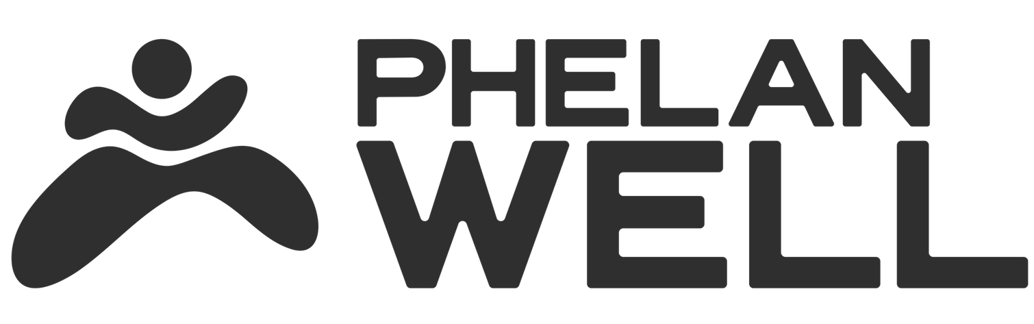Phelan Well logo with a stylized running figure, and the brand name in bold black text.