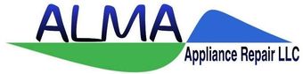 A blue and green logo for Alma Appliance Repair LLC