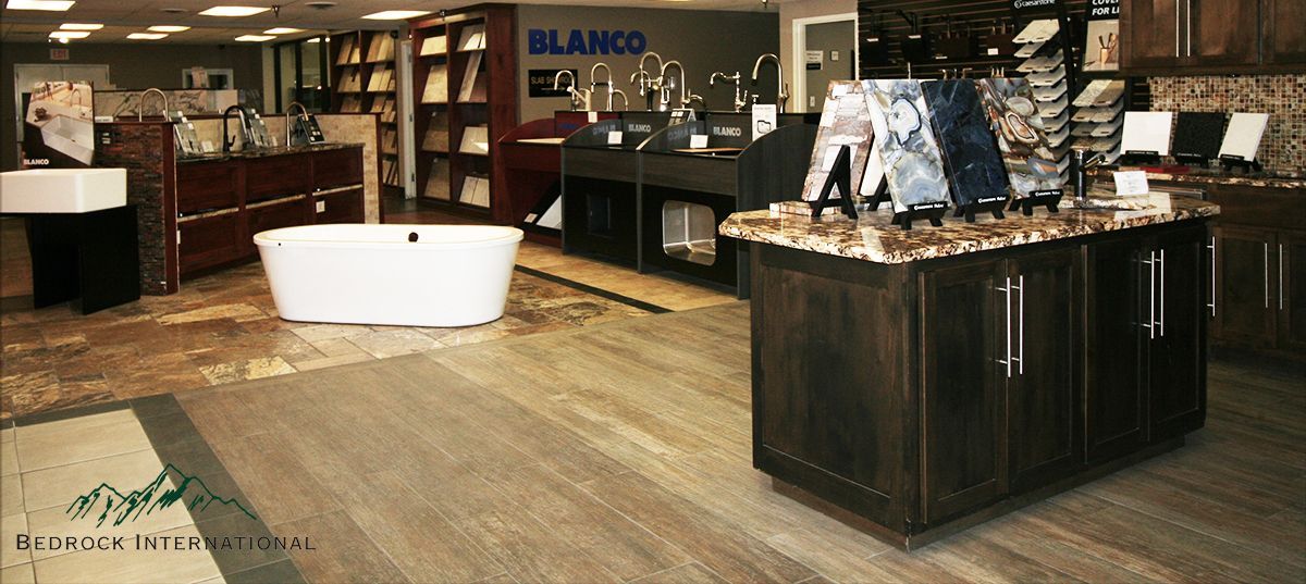 Bedrock International Showroom, CSW, granite, marble, slate, caesarstone®, sinks, faucets, tile, flooring