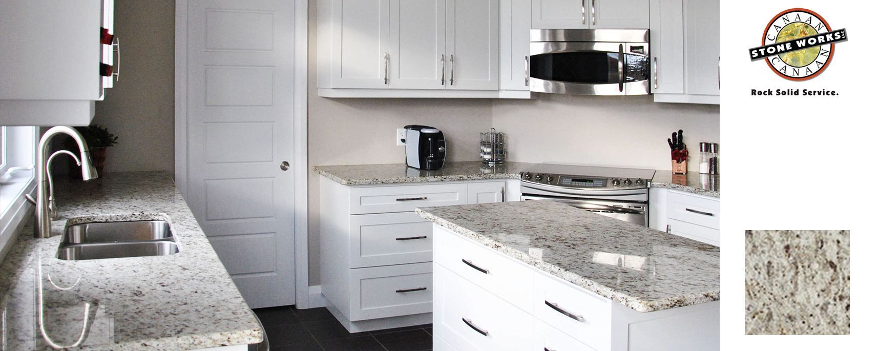 Cool whites are softly blended with pewter and accented with sienna and umber in our Giallo Verona granite, imported from Brazil. These polished, medium variation slabs are well-suited to a broad range of residential and commercial applications.