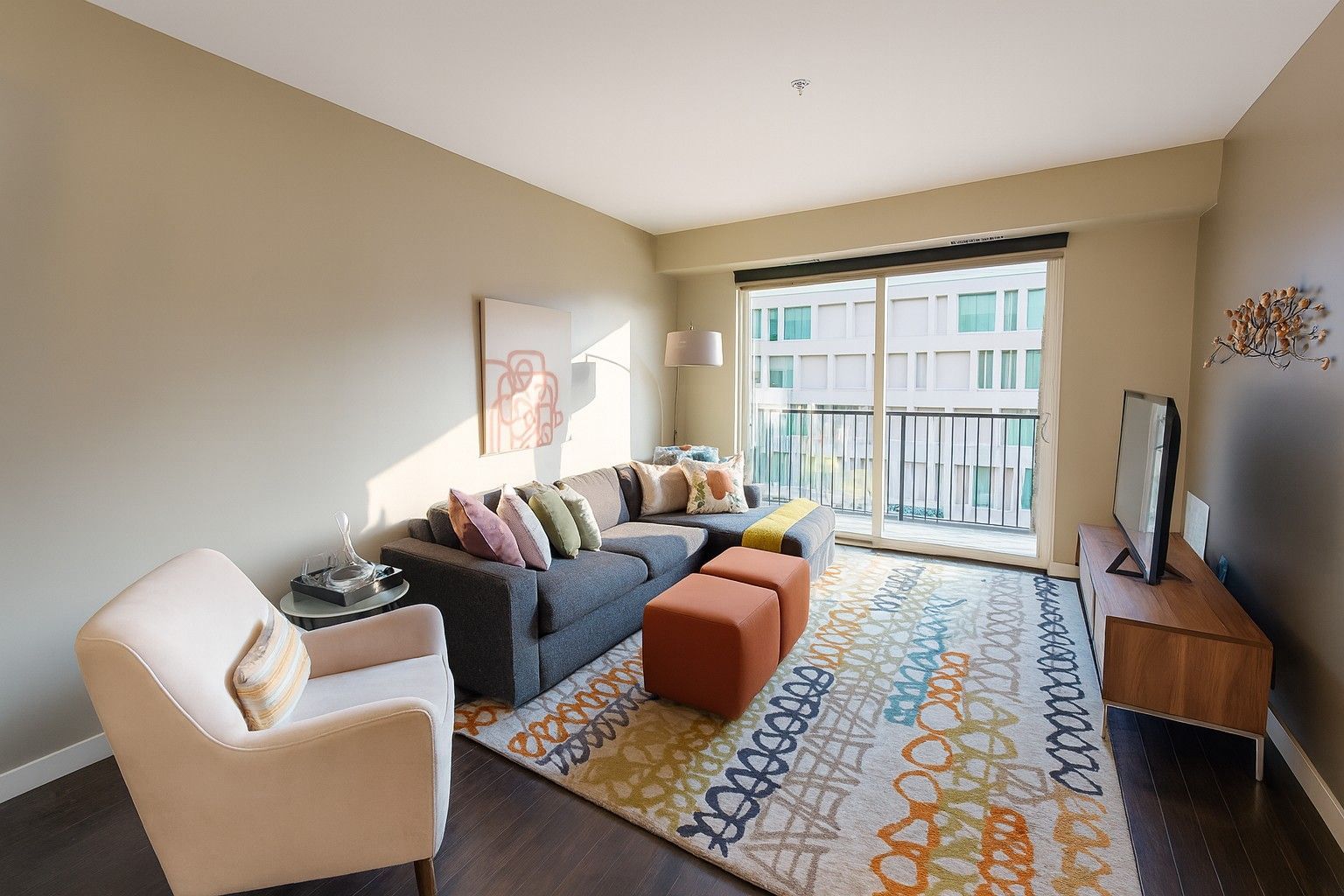 Living room with large window