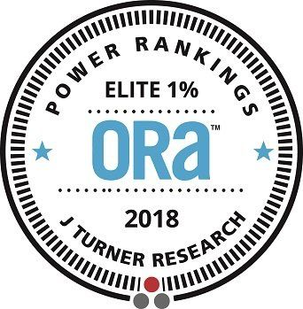 The logo for the power rankings elite 1% by j turner research.