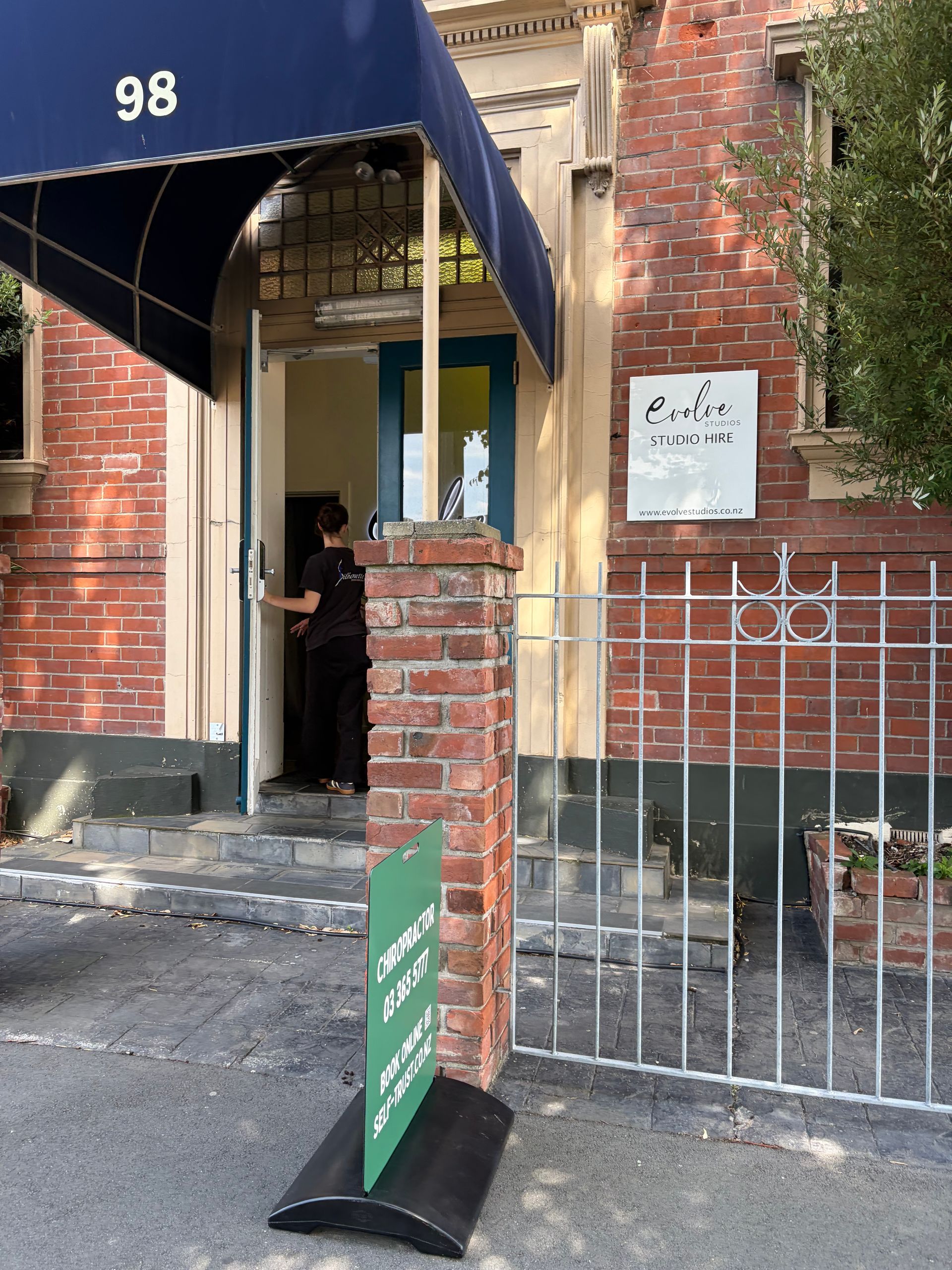 Entrance to Self-Trust Chiropractic at Evolve Studios, 98 Carlyle Street, Sydenham