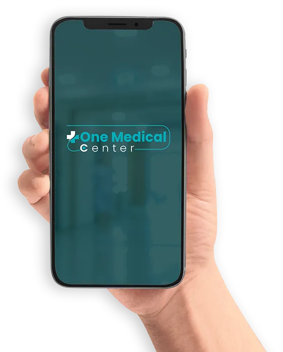 a hand is holding a cell phone that says one medical center