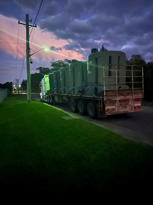 Truck Loaded with Septic Tanks — Wastewater Management in the Southern Highlands, NSW