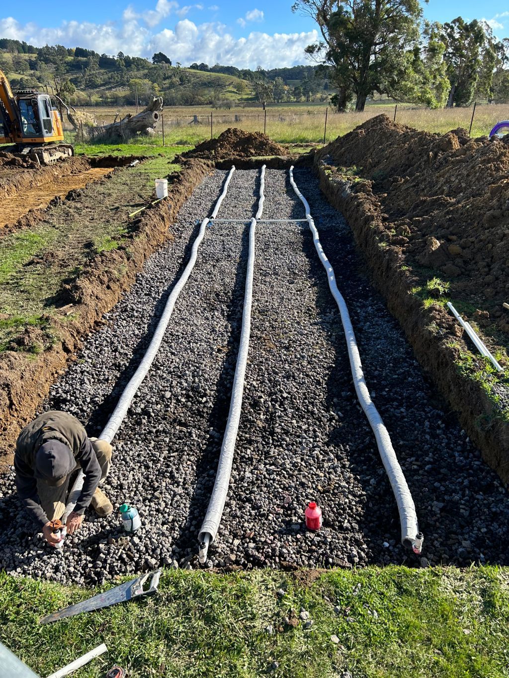 GreenField with Dirt Path Ready for Tank Installation — Wastewater Management in the Southern Highlands, NSW