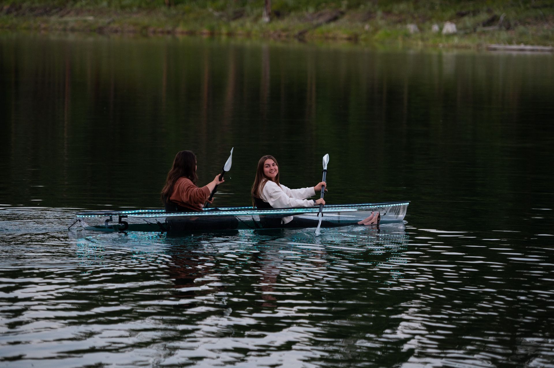 Clear Kayak rental n flathead lake. This kayak was rented from Rocky Mountain Glass Kayak Co