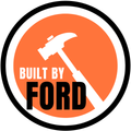 A logo that says built by ford with a hammer