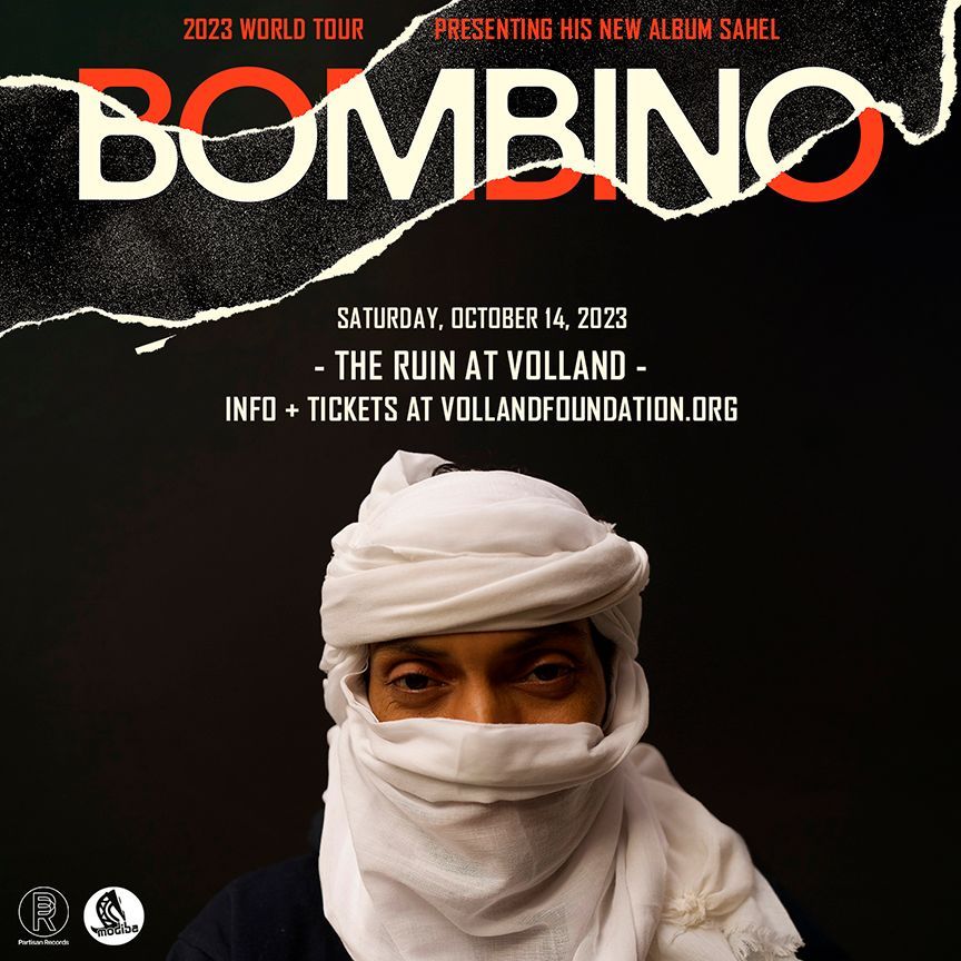 A poster for bombino shows a man with a scarf around his face