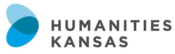 Humanities Kansas logo: Blue overlapping shapes and text