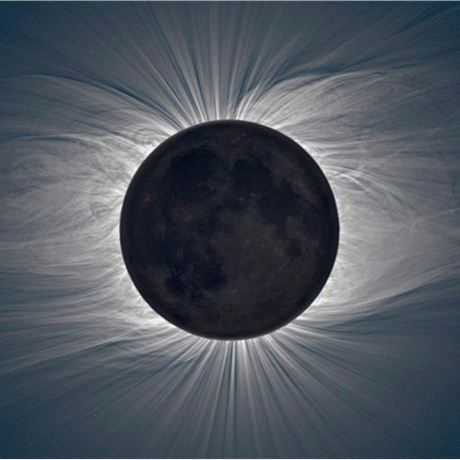 A partial eclipse of the moon with the sun visible