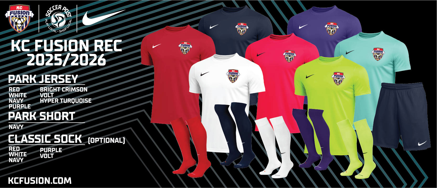 KC Fusion Soccer Club recreational uniforms