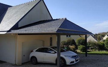 carport couvert en ardoise par notre couvreur du Havre