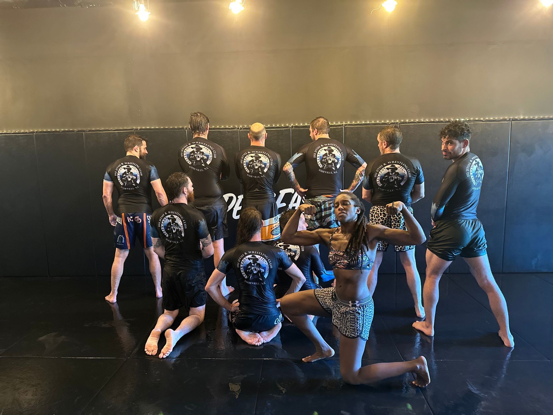 Students drilling Jiu-Jitsu at Speakeasy Jiu-Jitsu & Wrestling Academy in Asheville, NC to build resilience.