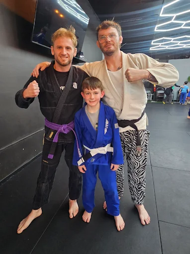 Students practice Jiu-Jitsu drills at Speakeasy Jiu-Jitsu & Wrestling Academy in Asheville, NC to build strength and focus.