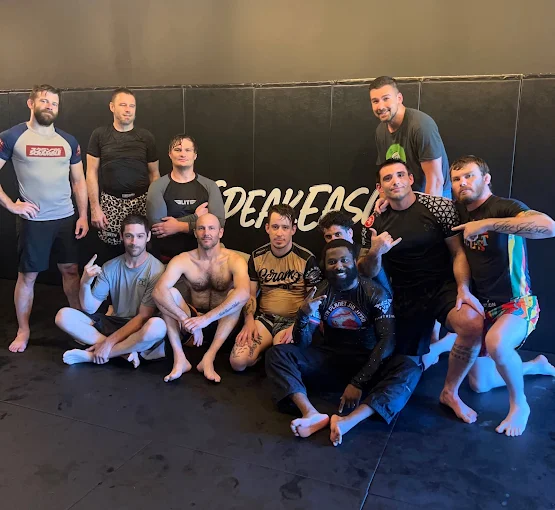 Students drilling Jiu-Jitsu at Speakeasy Jiu-Jitsu & Wrestling Academy in Asheville, NC.