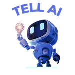 Blue robot holding a lightbulb, 