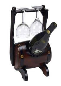 מעמד לבקבוק יין ושתי כוסות