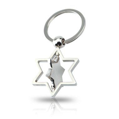 מחזיק מפתחות מגן דוד ומפת ישראל