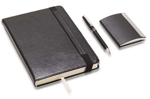 מארז מחברת עט וארנק לכרטיסי ביקור