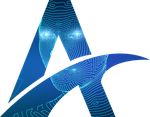 A blue letter a with a circuit board pattern on it