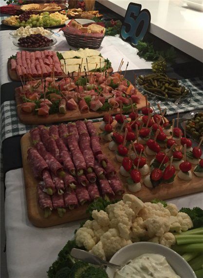 assortment of antipasto meats, cheese and vegetables