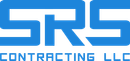 The logo for srs contracting llc is blue and white.