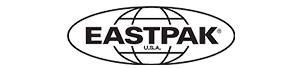 Un logo in bianco e nero per Eastpak con un globo al centro.