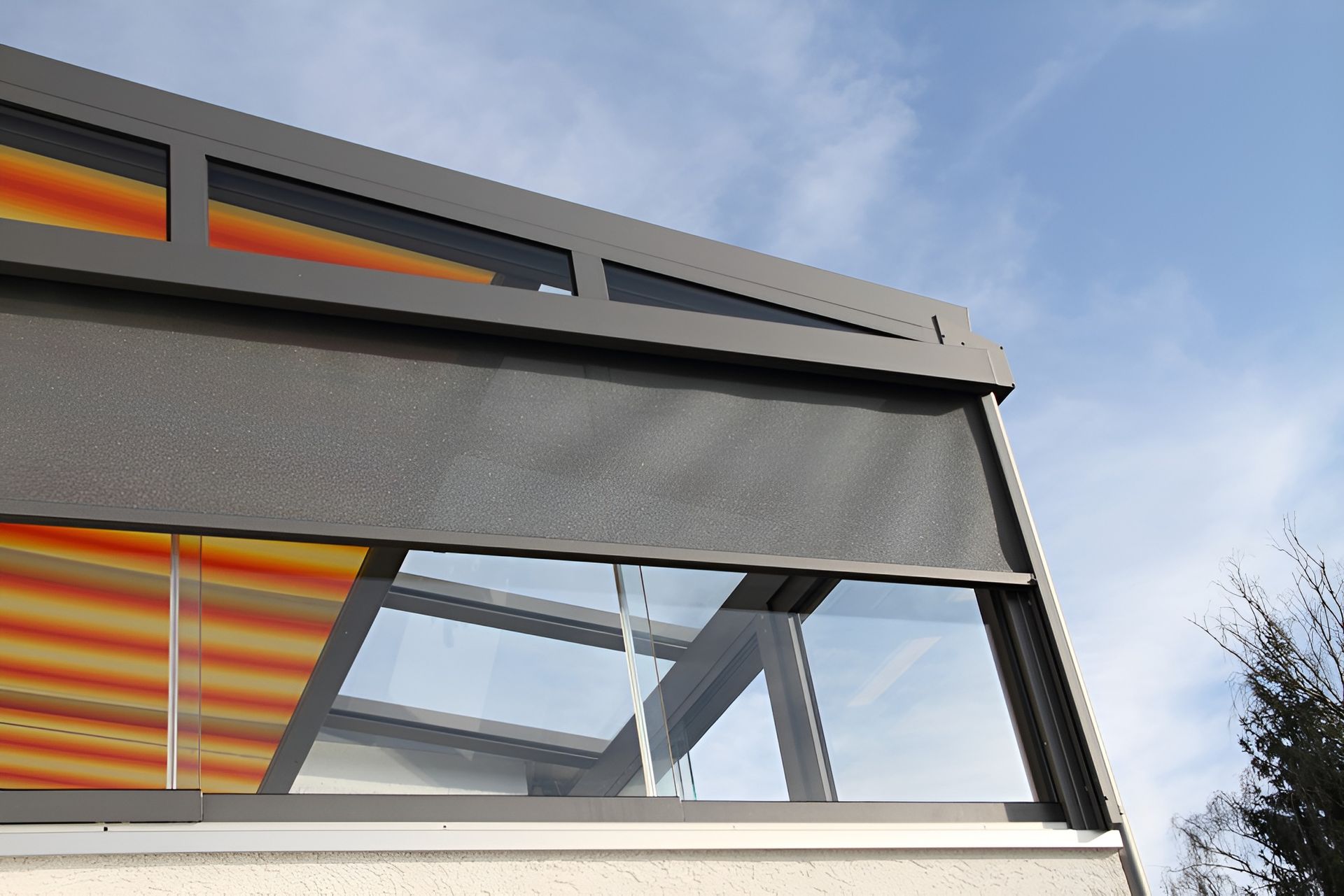 Exterior View of A Modern Structure with A Retractable Shade — BlindDESIGN in Byron Bay, NSW