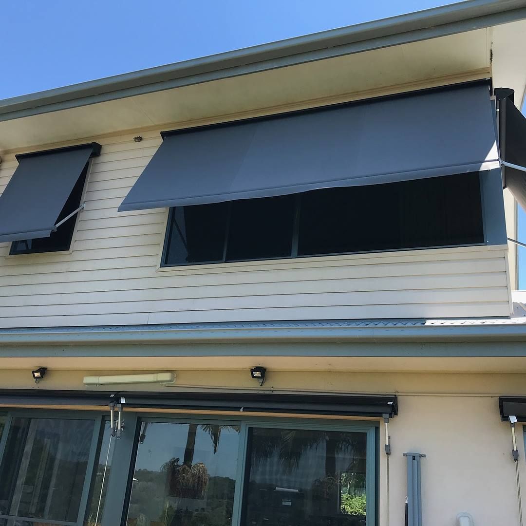 House With Dark Blue Window Awnings, and Windows Covered With Black — BlindDESIGN in Byron Bay, NSW