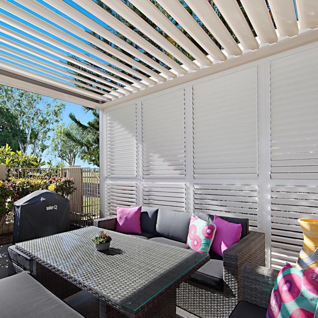 Outdoor Patio With White Louvered Walls and Ceiling — BlindDESIGN in Byron Bay, NSW