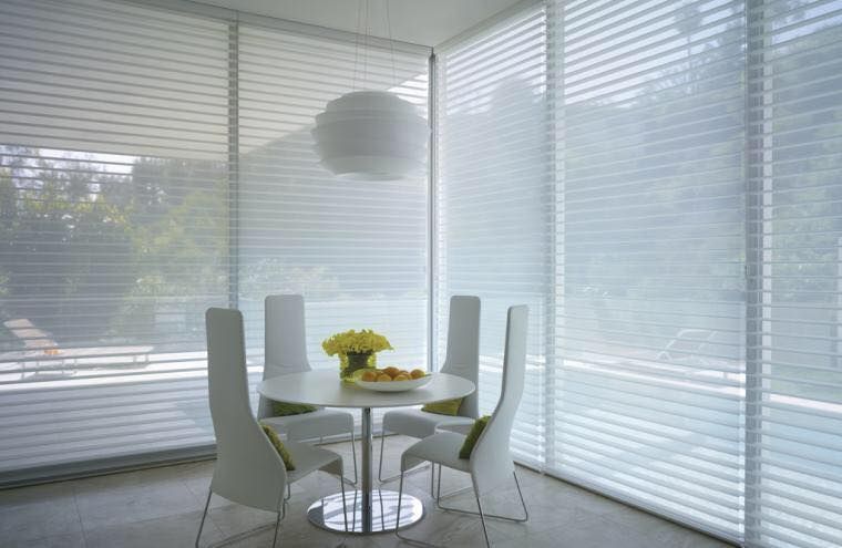 Dining Room With White Furniture and White Shades — BlindDESIGN in Byron Bay, NSW