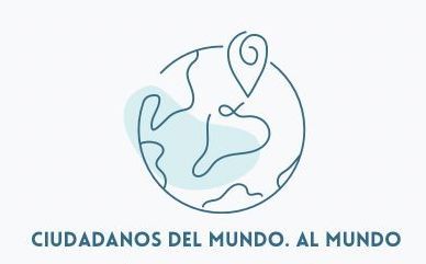 Un dibujo lineal de un globo terráqueo con un alfiler sobre él.