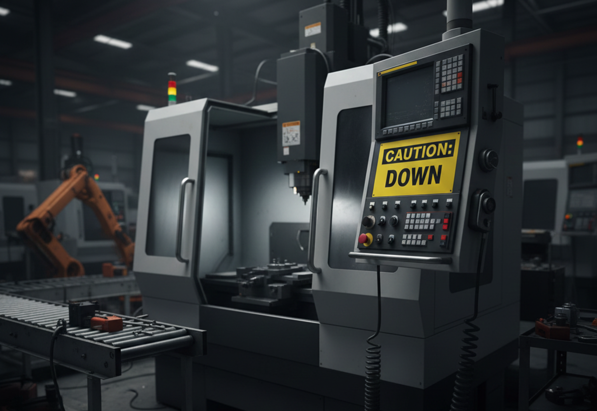 CNC machine in a factory. 