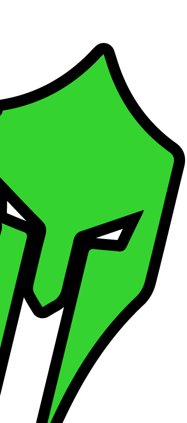 A green shield with a black outline on a 