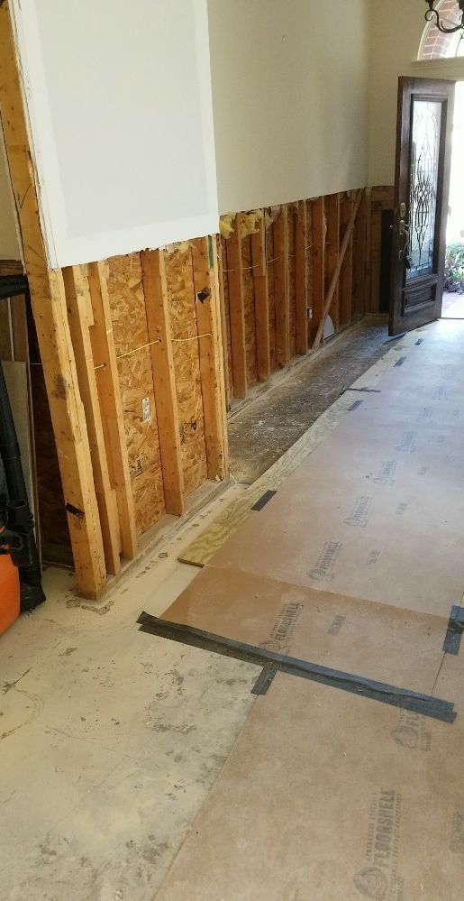 A room with a lot of wooden walls and a door.