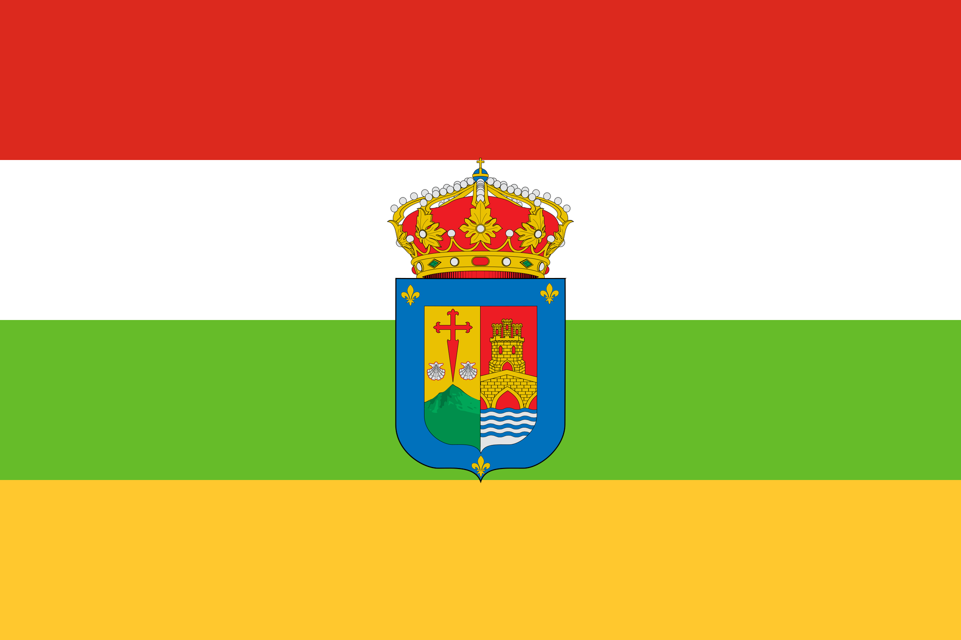 Una bandera con un escudo de armas.