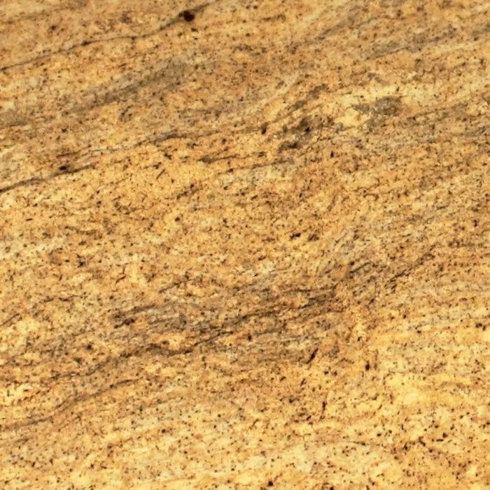 Un primer plano de una encimera de granito amarillo