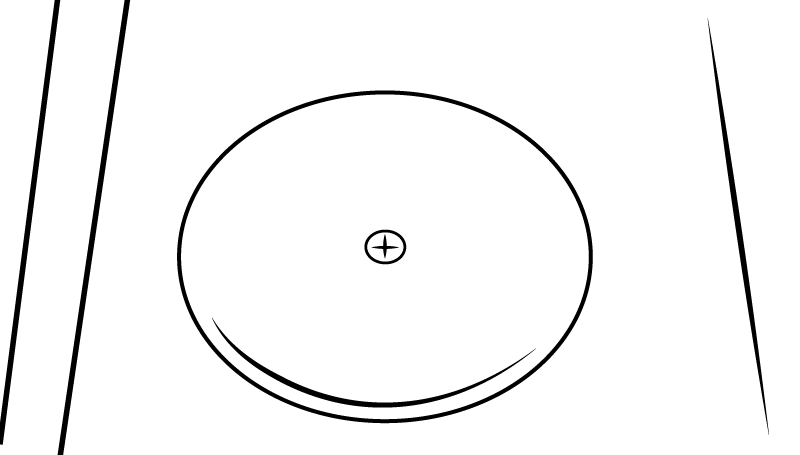 Un dibujo en blanco y negro de la tapa del bote sifónico del baño.