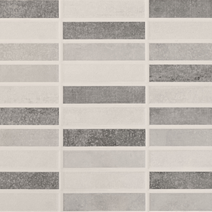 Un primer plano de un azulejo con rayas grises y blancas.