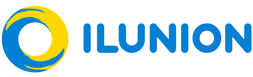 Un logotipo azul y amarillo para una empresa llamada ilunion.