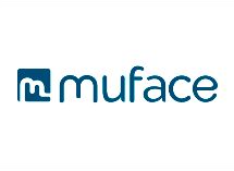 El logotipo de MuFace es azul y blanco sobre un fondo blanco.