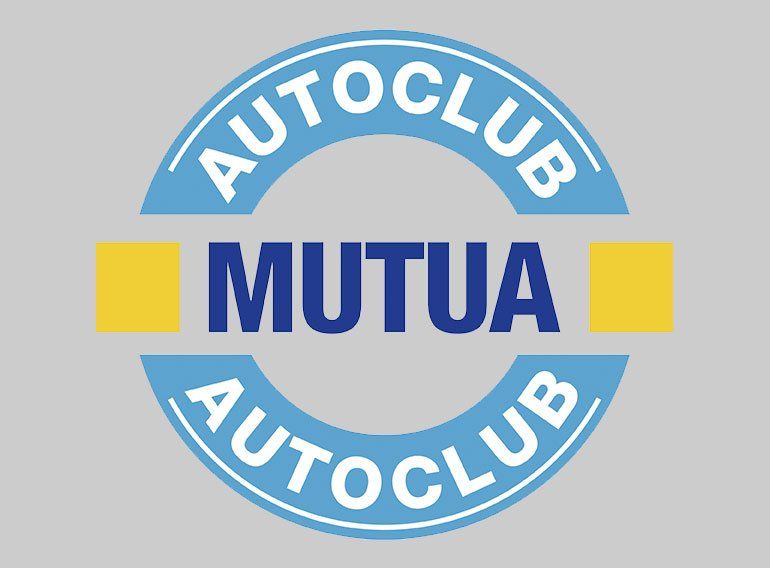 Un logo azul y amarillo para mutua auto club.