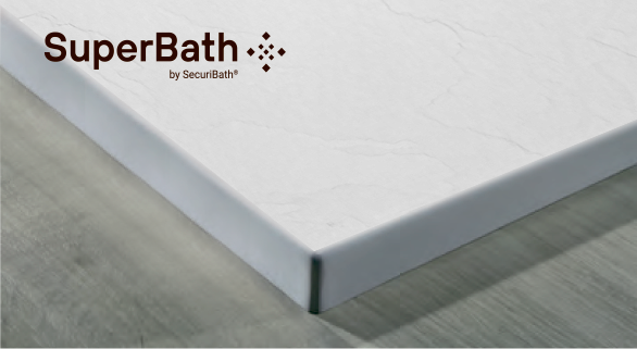 Una superficie blanca con superbath escrito en ella.