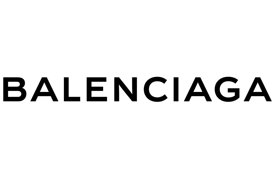 Logo Balenciaga: testo sans-serif nero su sfondo bianco.