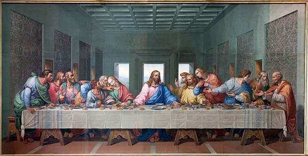 It is a painting of the last supper by leonardo da vinci.