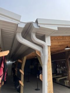 Newly installed gutter of warehouse - Lititz, PA – Trailside Spouting, LLC