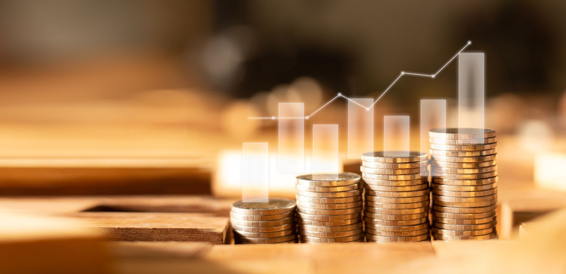 Stock funding or money saving graph with coins. Background for business ideas and design. Chart for financial investment concept