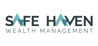 The logo for safe haven wealth management is blue and black.