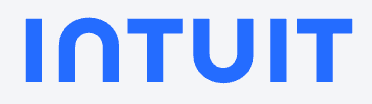 The Intuit logo, featuring the company name in a bold, blue, sans-serif font against a light grey background.